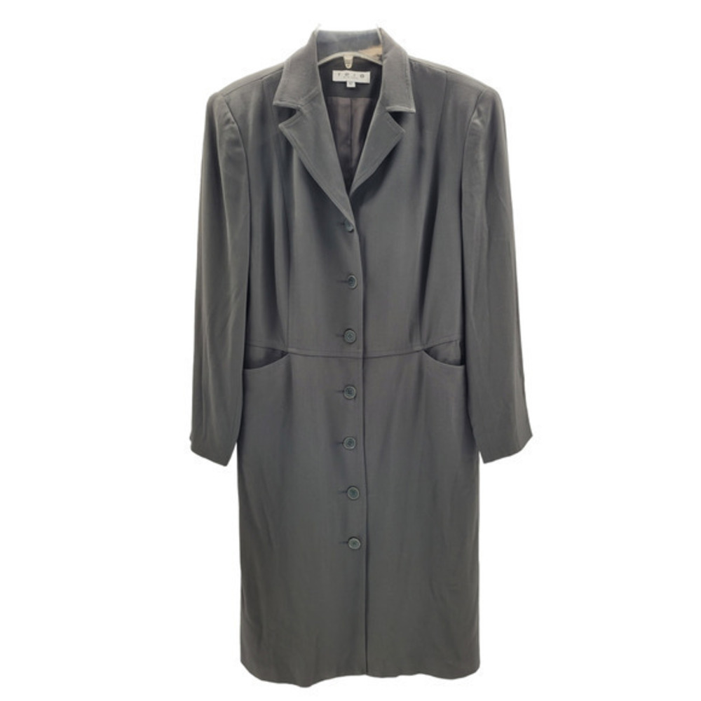 Vintage 90s Trio New York Green Button Up Shirt Dress‎
